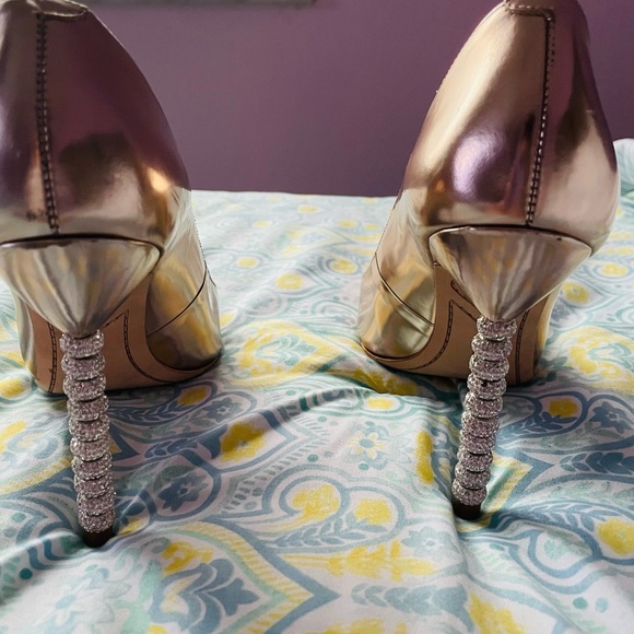 Sophia Webster Coco Gold Leather Crystal Heel 38 - Picture 7 of 8
